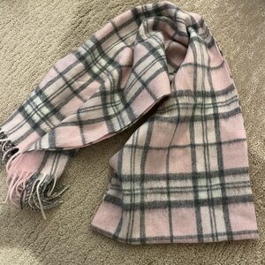 Chic Pink and Gray Plaid Women's Scarf